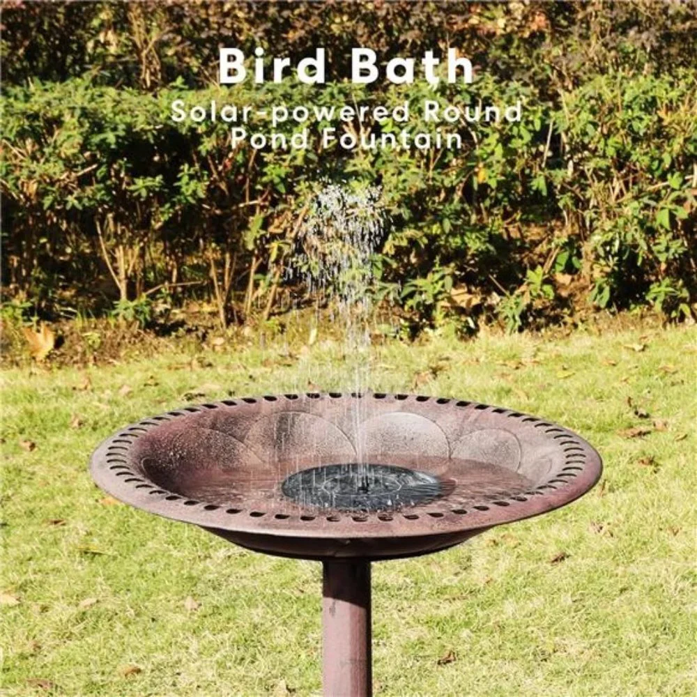 Polyresin Antique Outdoor Bronze Garden Bird Bath and Solar Powered Round Pond